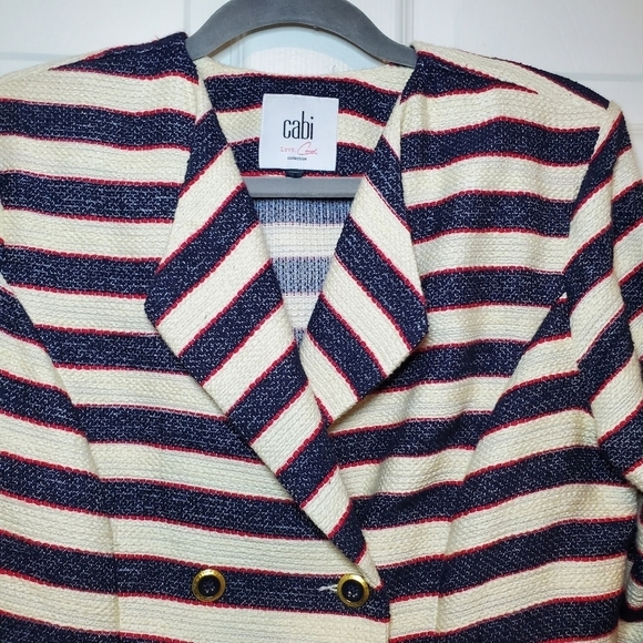 Cabi Cruise Tweed Blazer #5094 Nautical Striped Jacket Womens size 6 - Picture 3 of 12